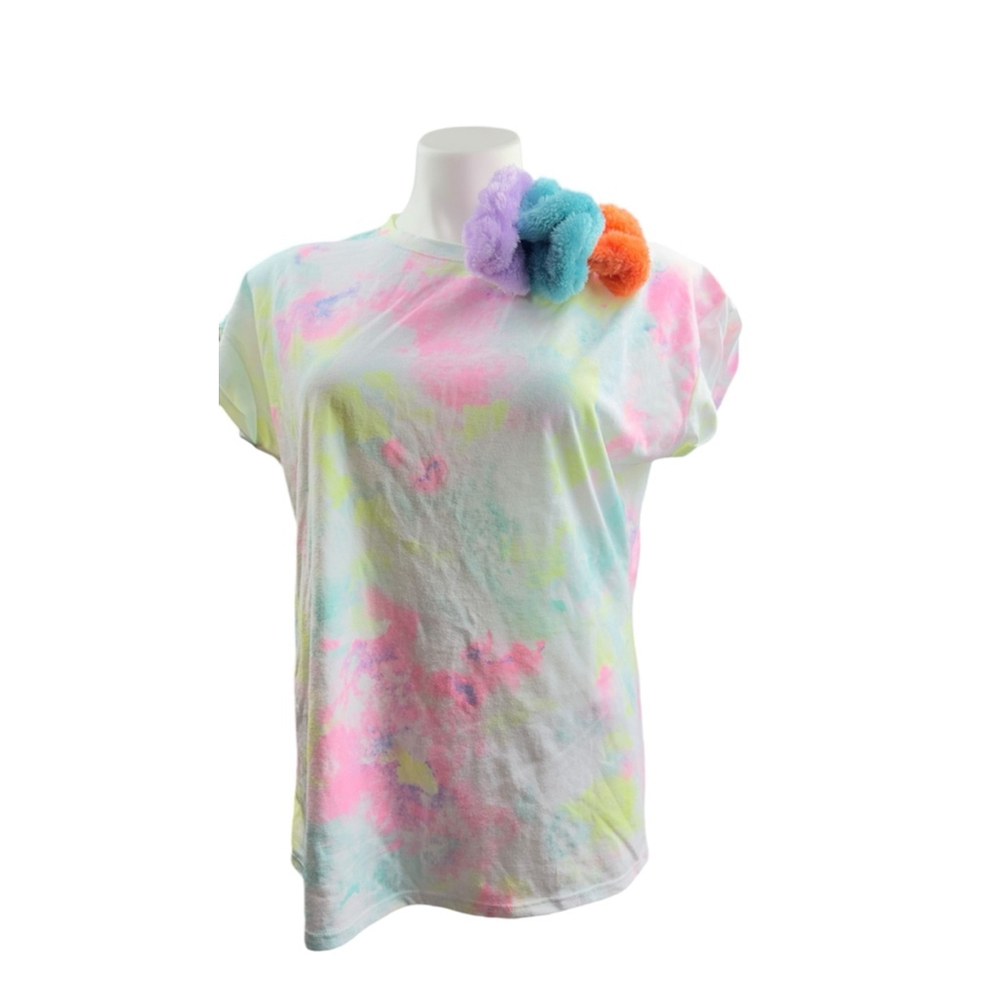 Women's Unbranded T-Shirt, L, Pastel Pink and Hair Ties